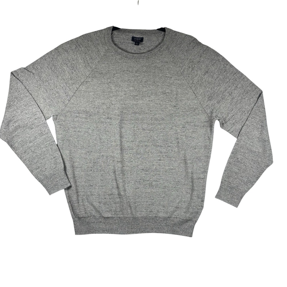 J Crew Crewneck Sweater Gray 100% Cotton Raglan Preppy Timeless Mens L
